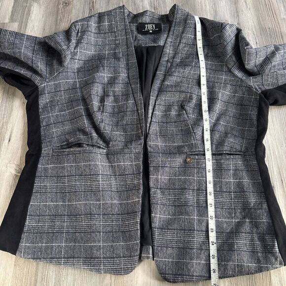 Zoey Houndstooth Viscose Blend Blazer Vegan Suede Partial Sleeve Size Large - Picture 6 of 9